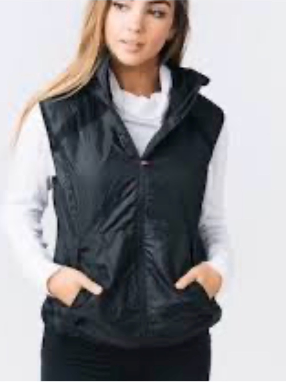 Zyia Active Women's Black Trainer Hooded Vest Windbreaker Packable - Picture 14 of 14